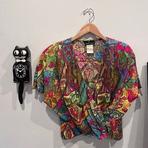 Carole Little Vintage abstract printed floral top